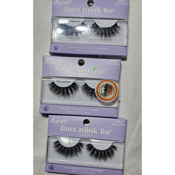 Kiss Faux Mink Fur False Eyelashes Blackglama Golden Pearl Pearl Beige lot of 8 - Picture 2 of 12
